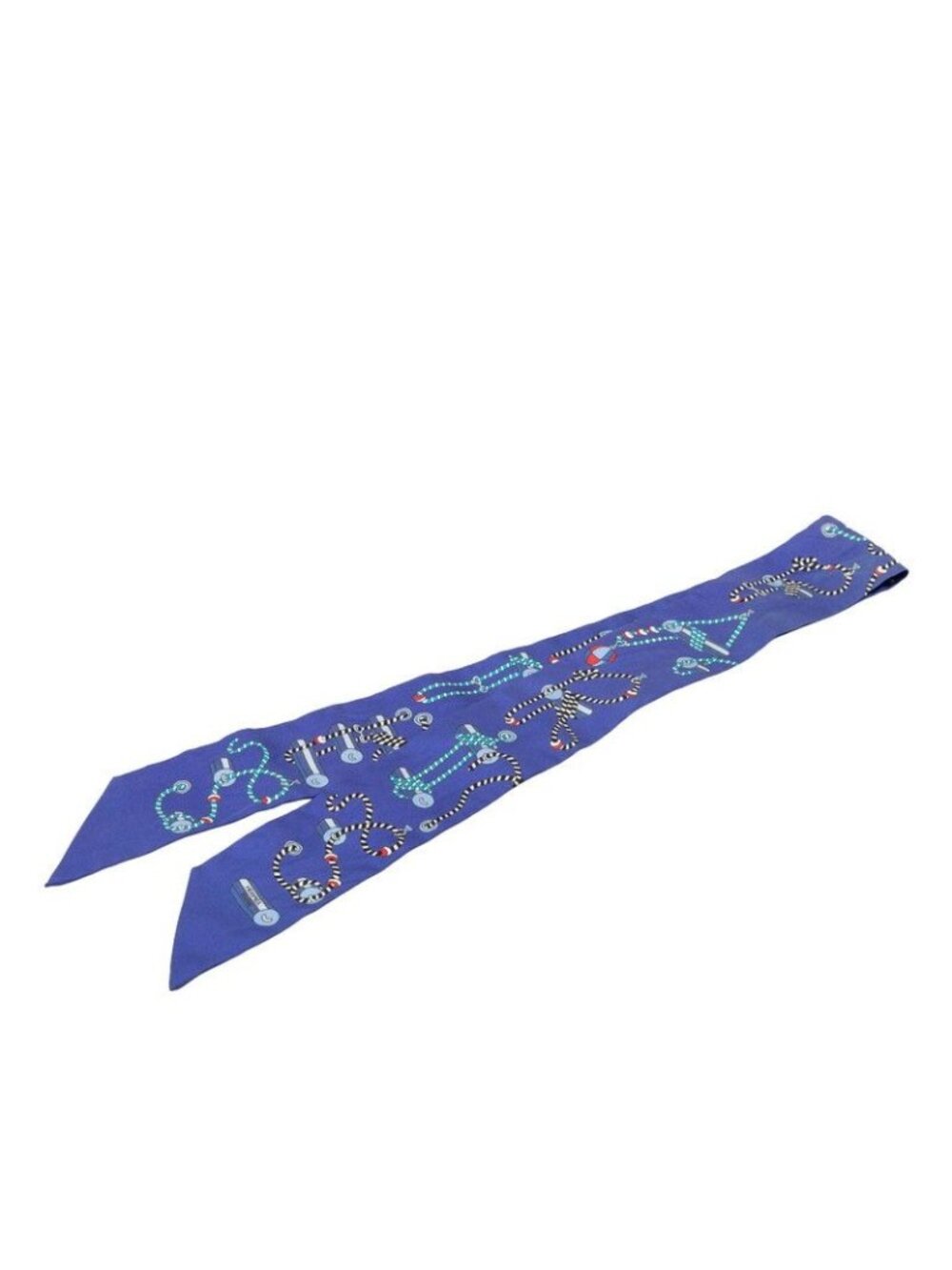 Hermes Twilly Cordages Scarf Blue Silk - Picture 1 of 5